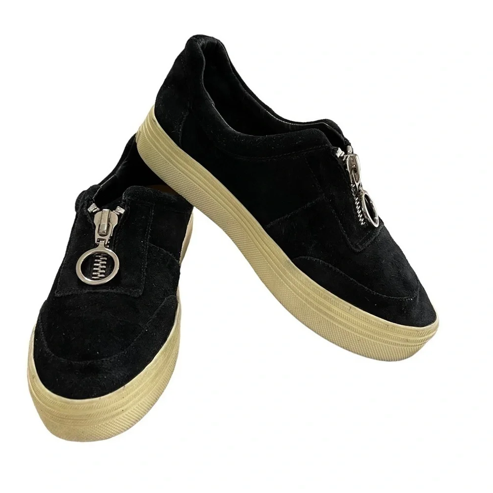 Dolce Vita Sneakers Black Suede Zip Up Platform Sneakers Size 7.5